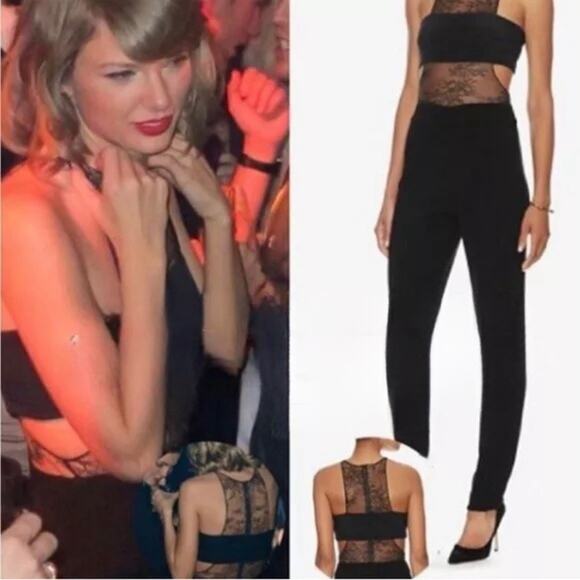 Noam Hanoch Nikka Bandeau Lace Jumpsuit Sz 2 Black Knit ASO Taylor Swift Dance - Picture 1 of 13